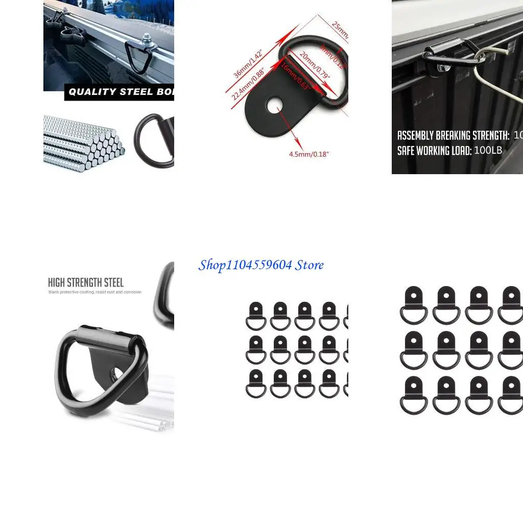 

12QM 20Pcs Practical Cargo Tie Down Anchor Ring D Pull Hook for Truck Trailer