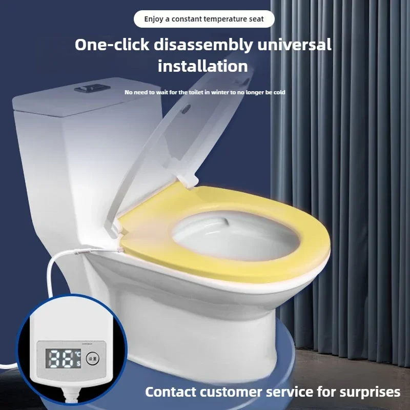 PP Digital Smart Toilet Lid, 3-Stage Adjustable Heating Ring, Anti-Bacterial Toilet Seat Cover, Energy Efficient Heated Bidet