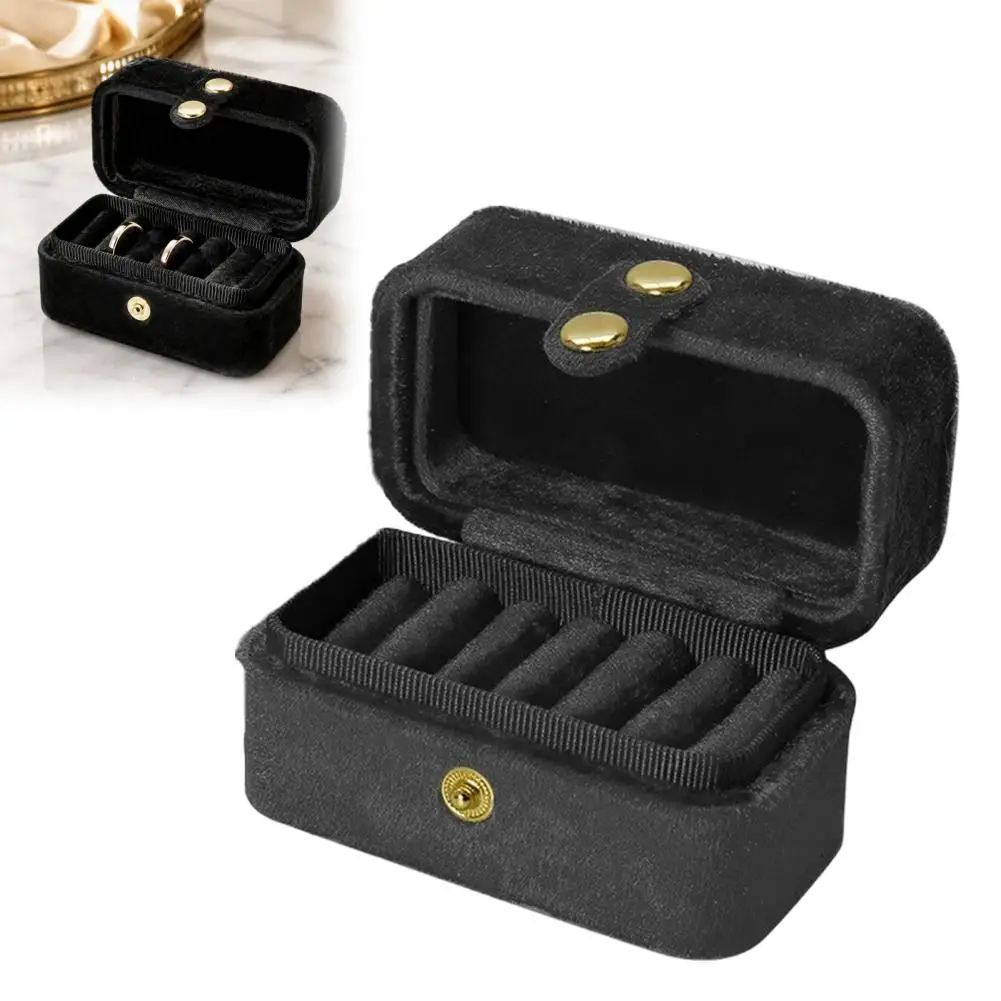 Small Velvet Earring Holder Portable Ring Box with Multi-slot Organizer Velvet Mini Jewelry Case Simple Style Metal for Rings