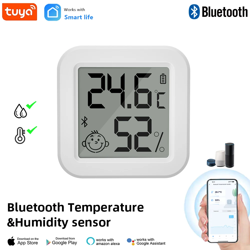 Newest Tuya Bluetooth Temperature Humidity Sensor LCD Thermometer Mini Smart Electric Hygrometer  APP Remote Control Home