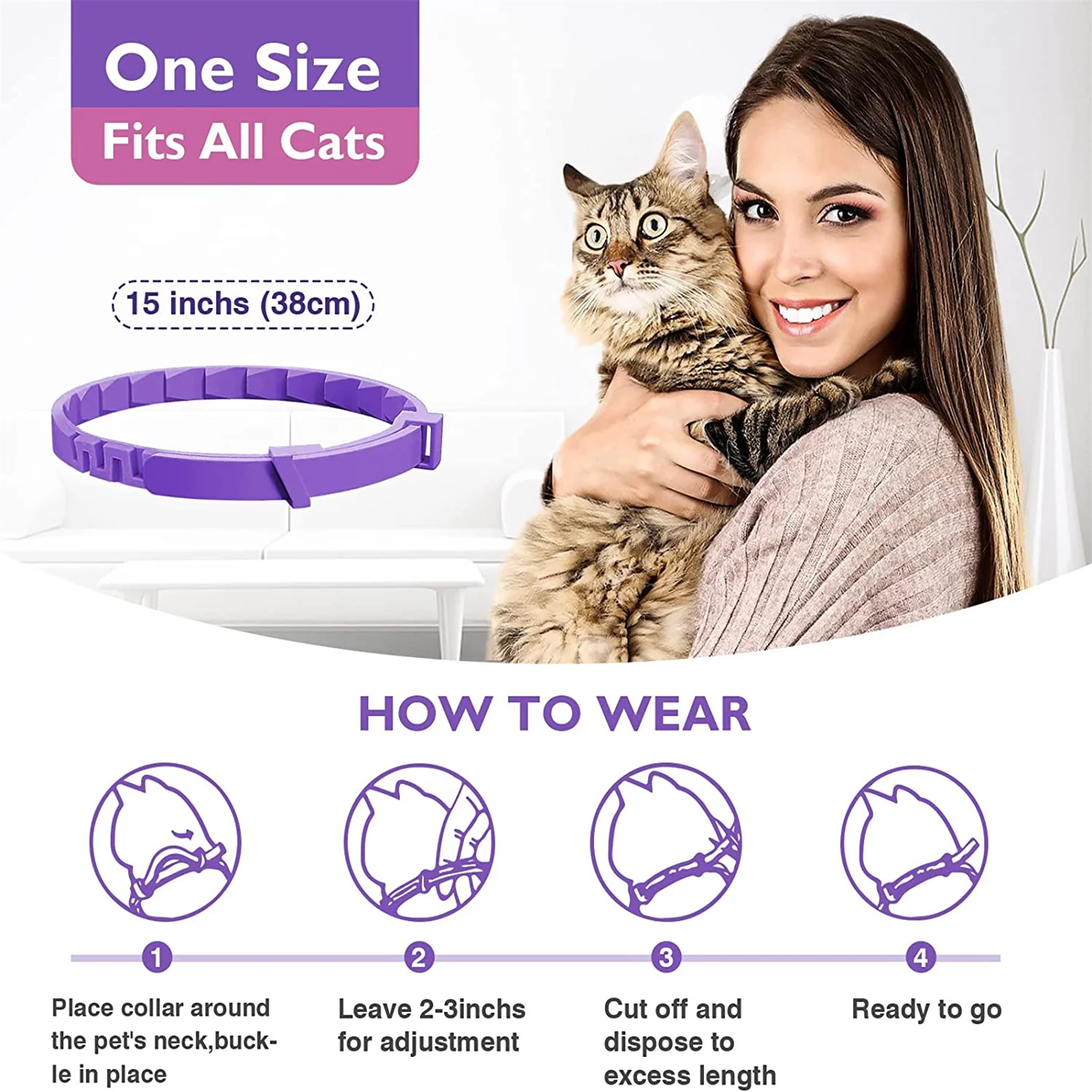 3PCS Calming Collar for Cat and Dog Pheromone Collar Efficient Relieve Reduce Anxiety Stress Calm Relaxing Comfortable Breakaway