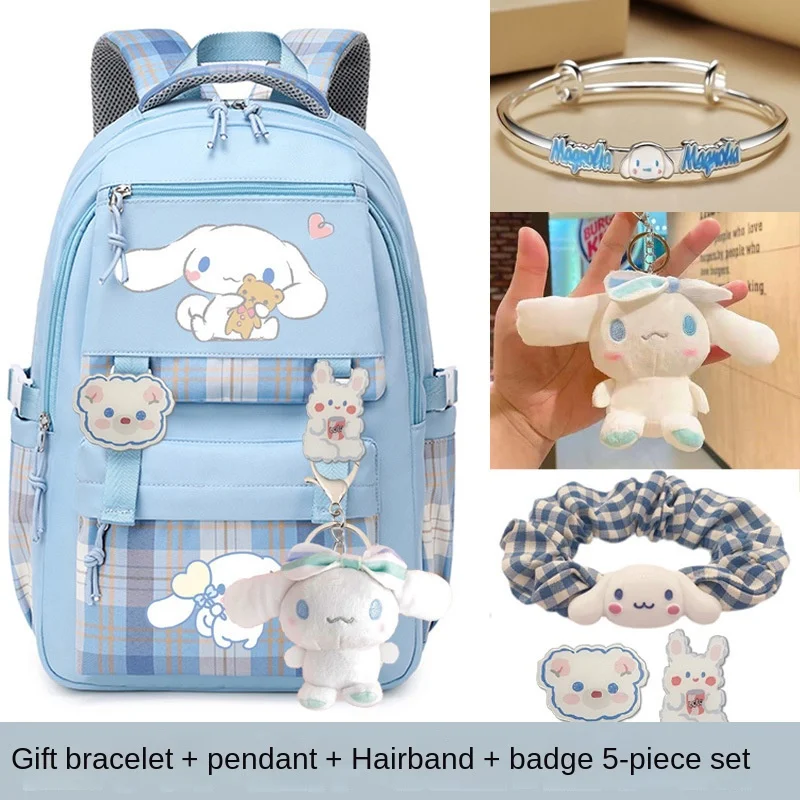 

Sanrio Anime Cinnamoroll Backpacks Student Junior High School Cute Cartoon JK Plaid Bag Good Quality Nice Bag