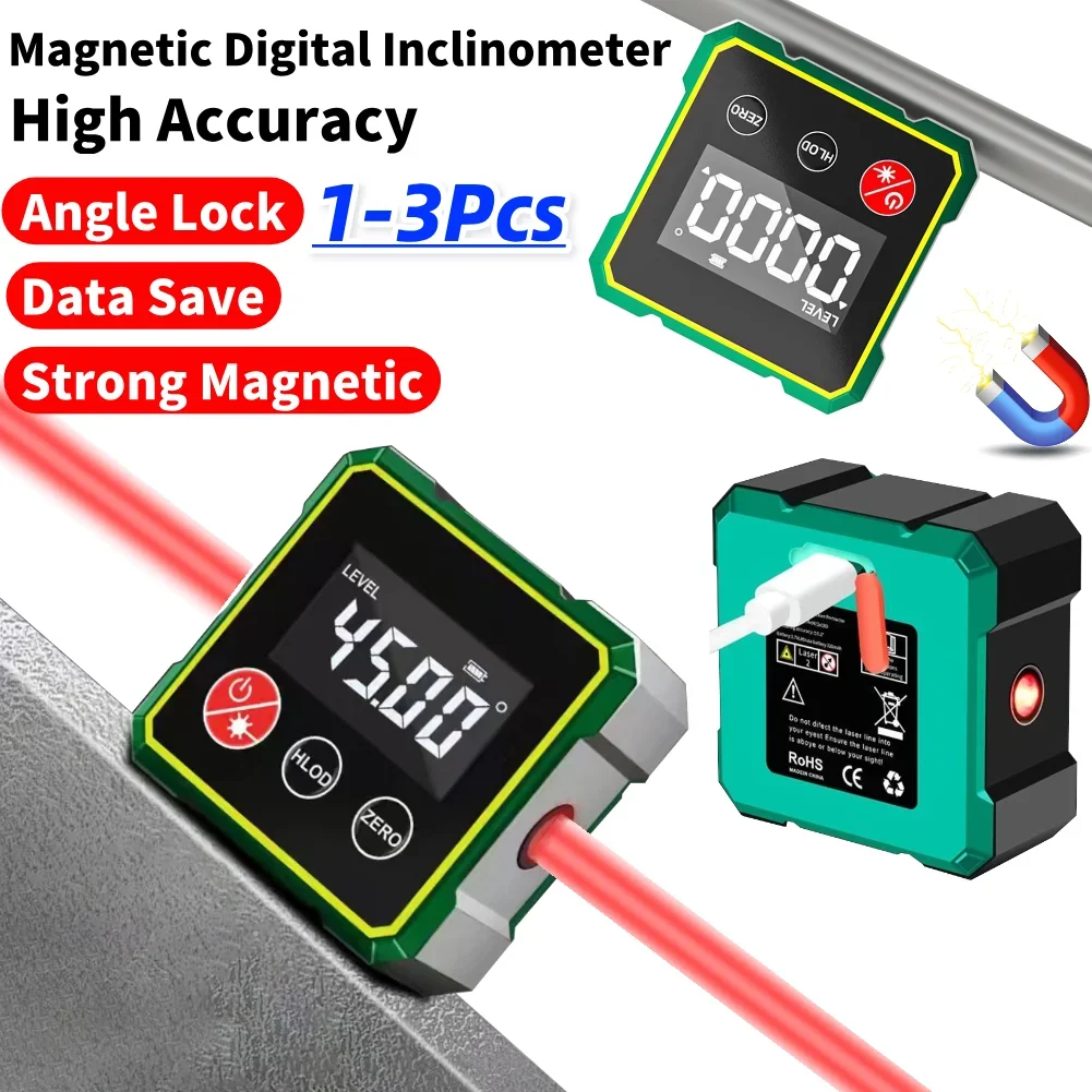 1-3pcs Magnetic Digital Angle Finder Protractor Inclinometer Gauge Level Angle Measurement Tool for Woodworking Construction