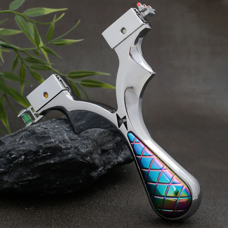 Outdoor Shooting Colorful Slingshot Metal Hunting Slingshot Beginner Slingshot Package High-Quality Rubber Band Catapult