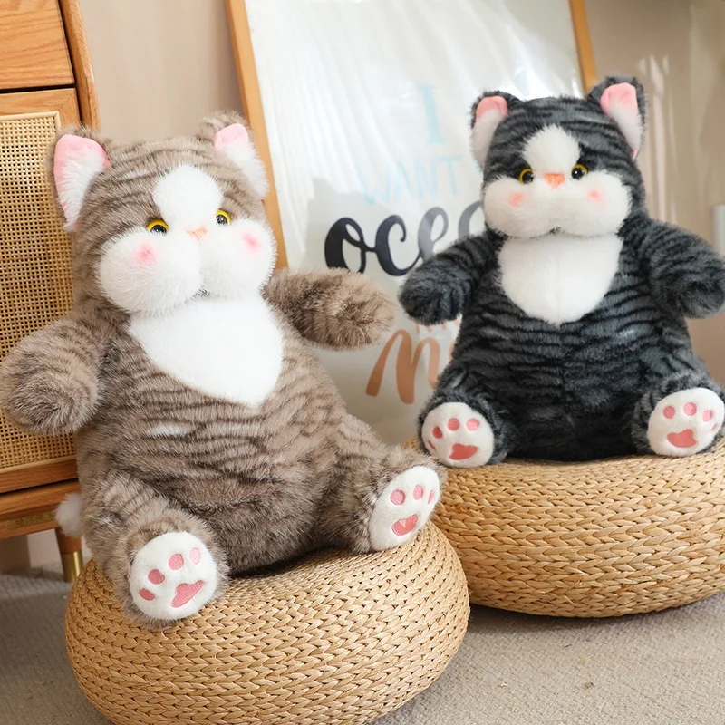 25-60cm Cute Fat Striped Cat Plush Doll Pillow Brown Black Fat Cat Plush Toy Super Soft Home Decor Appease Boys And Girls