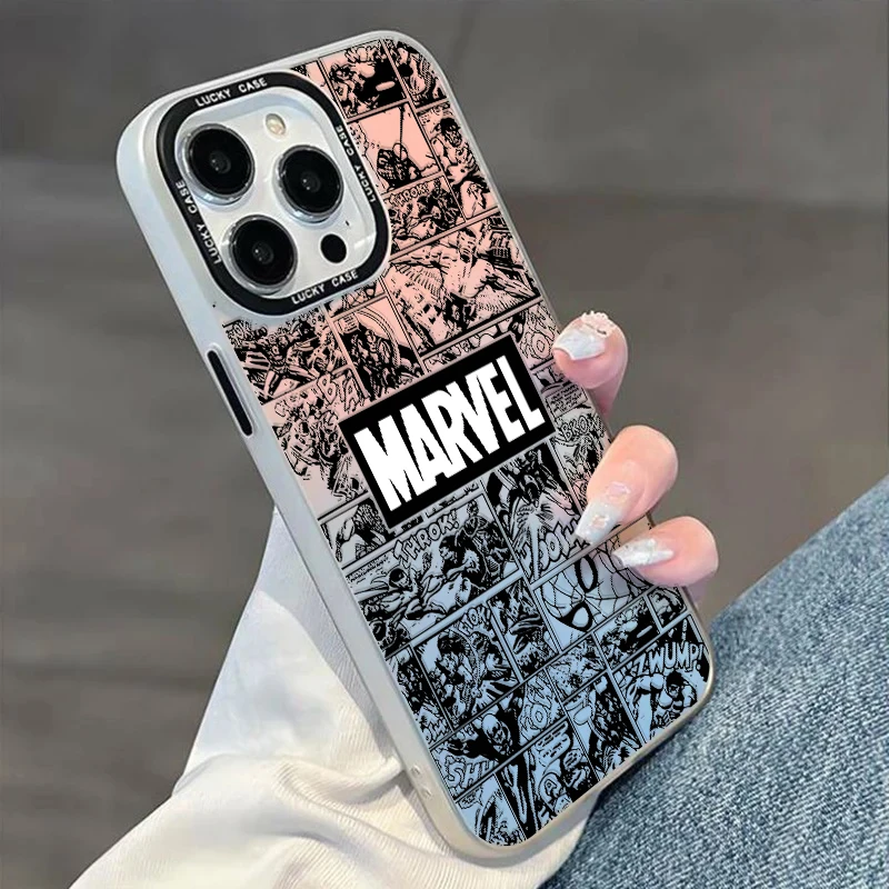 Marvel Avengers Spiderman For iPhone 15 14 13 12 11 Pro Max XS Max X XR 7 8 Plus 6S 5S  Liquid Silicon Eye Ladder Phone Case