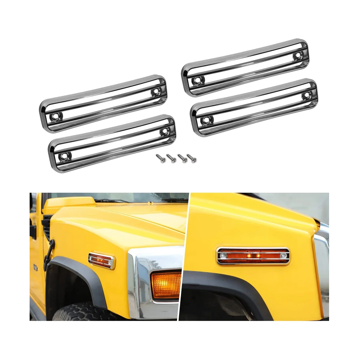 Side Marker Guard Trim Side Light Protector Cover for Hummer H2 2003-2009 Accessories - 4 Pack