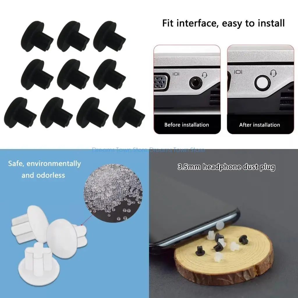 

HX6A Reusable 3.5mm Earphone Port Cover Dustproof Protectors Plugs For Mobile Devices