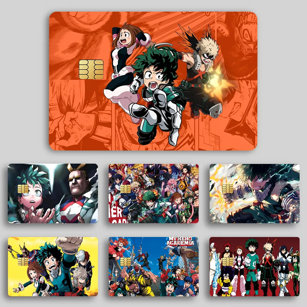 

Cartoon M-My Hero Academia Card Stickers Decals 4pcs PVC Card Skin Credit Card Cover Decoration Self-adhesive Protective Film