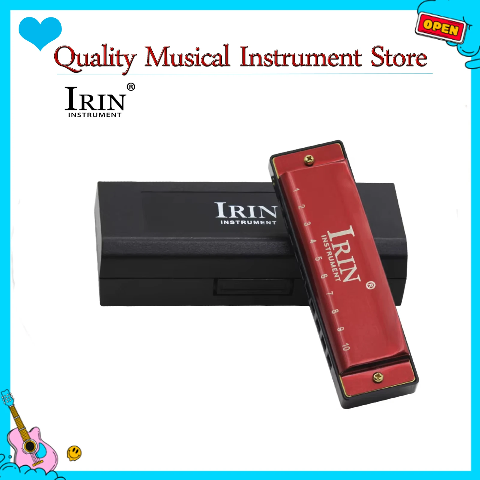 IRIN هارمونيكا 10 فتحات 20 نغمة نموذج جديد مشرق الأحمر النحاس هارمونيكا المبتدئين يسهل حملها الراقية آلة موسيقية متينة #1