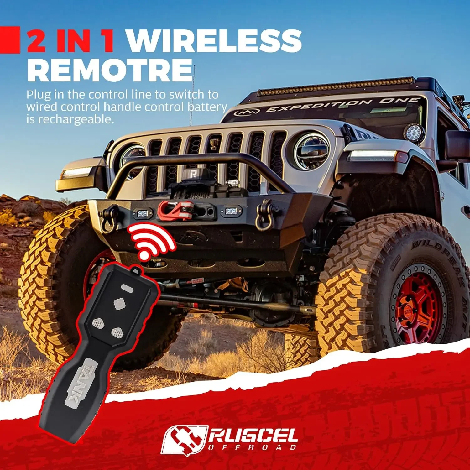 13500 Lb Synthetic Rope, 12V IP68 Waterproof With Wireless & Wired Remote, Heavy-Duty For Trucks, SUVs, Trailers, Off-Road