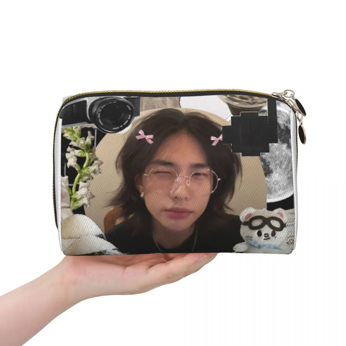 

Hyunjin Collage Women Cosmetic Bags Travel Makeup Organizer Pouch Toiletry Storage Dopp Kit Case