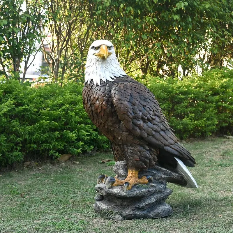 Artificial Art Deco Resin Falcon and Eagle Handmade Outdoor Garden Statue Good Weather Resistance 79x53x109 cm view 4