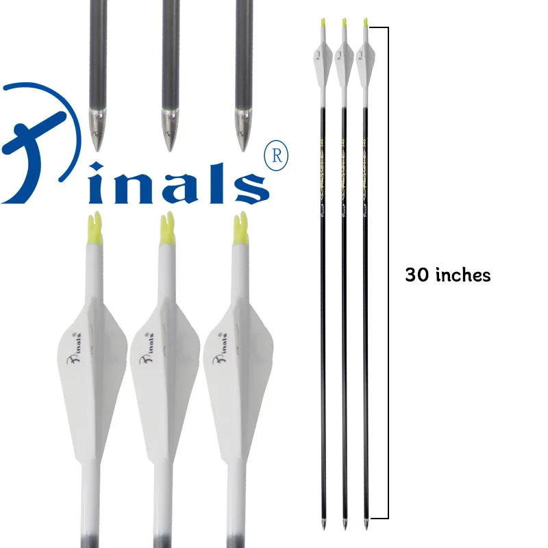 Archery 6 12 Pcs Pure Carbon Arrow ID 5.2 mm Spine 300 340 Compound Bow Recurve Bow Hunting Shooting 30 Inch