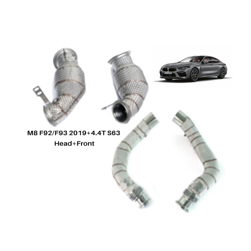 

Car Exhaust Stainless Steel Exhaust System High Flow Downpipe for M8 F92 F93 2019+4.4T S63 Head+Front Car Accessories