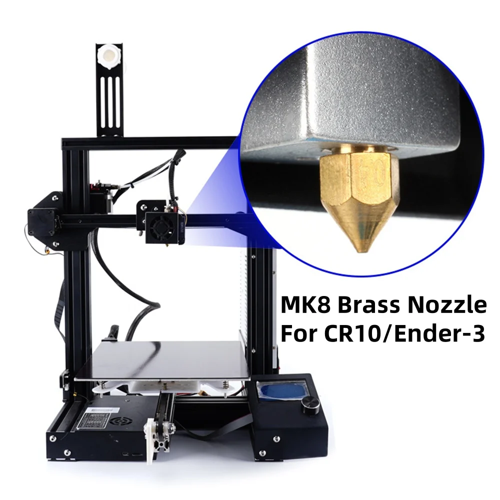 

MK8 Brass Nozzle 0.2MM 0.3MM 0.4MM 0.5MM 0.6MM Extruder Head Nozzles For 1.75MM CR10 CR10S Ender-3 3D Printer Parts