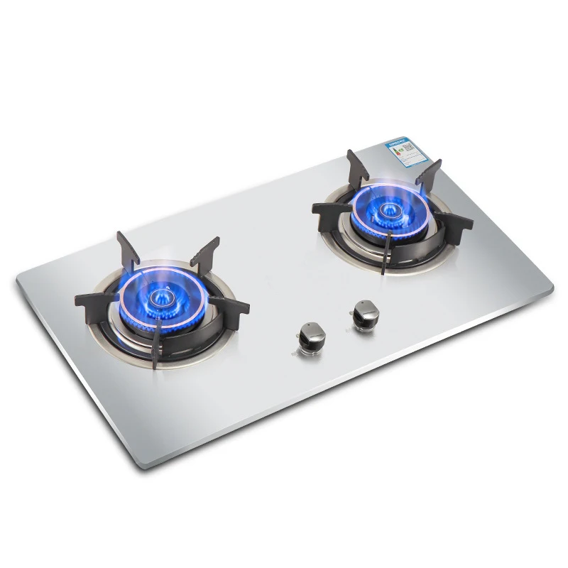 Réchaud à gaz de bureau, Eva à double tête, panneau en acier inoxydable épaissi, gaz naturel, réchaud à gaz vequéfié, réchaud binoculaire, 4,2 KW