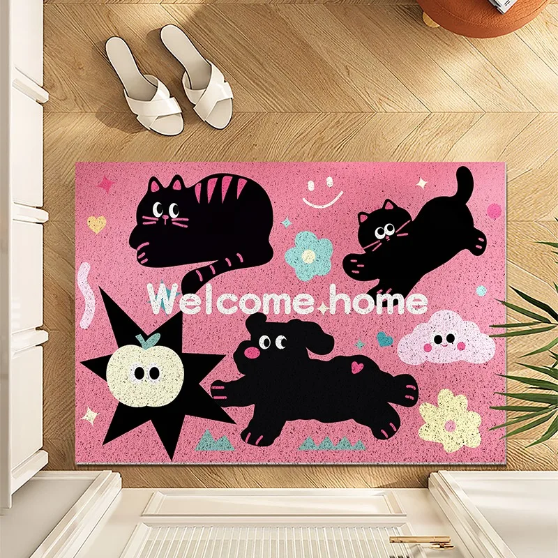 

Cartoon Cute Cat Pattern Entrance Door Mat Porch Comfortable Foot Feel Carpet Hall Dust-proof Non-slip Easy To Clean Floor Mats