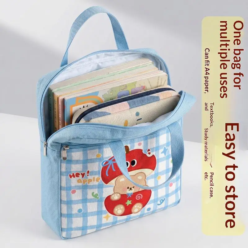 Niedliche Tragetasche mit Cartoon-Print, große Kapazität, Handtasche für Hausaufgaben, Dokumentenmappe, tragbare Handtasche für Studenten, Aufbewahrungstasche für Lernmaterialien. – Detail 9