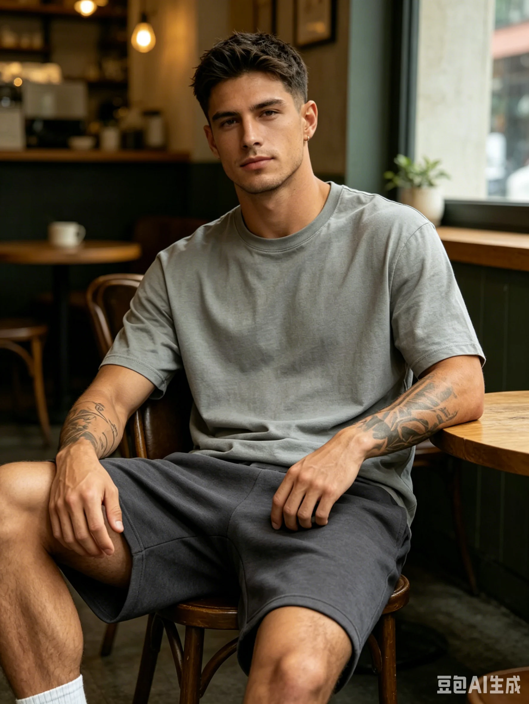 Summer Male Dark Gray No String Lounge Shorts Elastic High Waist Soft Knit Fabric Loose Pocket Daily Casual Walking Gym Shorts