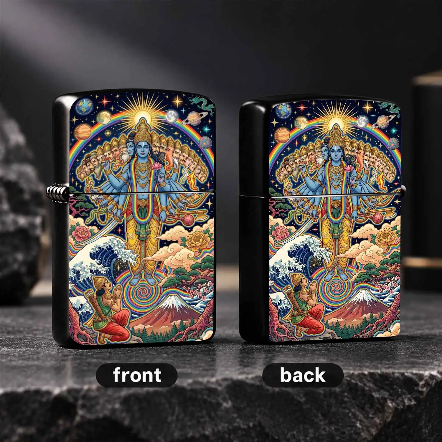 Vishvarupa Lord Vishnu Themed Lighter Psychedelic Rainbow Cosmic Pattern Decorative Accessory, Creative Hindu Culture Art Collectible, Ideal Unique Gift For Festival Gatherings, Daily Use For Any Occasions, Exquisite Ornament For Personal C