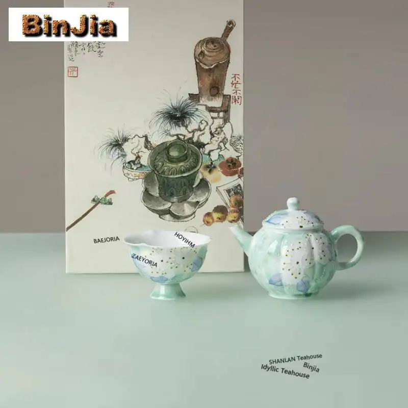 Hand-painted White Flower Tea Set Complete Set Handmade Tea Ceremony Set Tea Maker Teapot And Tea Cup Set Chinese Tea Set Gift - view 4