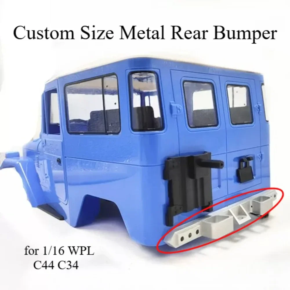 For 1/16 WPL C44 C34 Custom Size Metal Rear Bumper Upgrade Parts RC Crawler Protective Guard Simulation Replacement Accessories