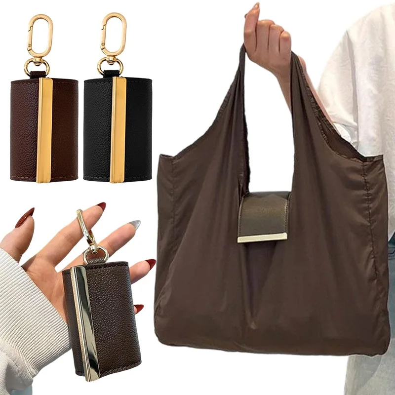 

Складная сумка-тоут для женщин, большая вместительная сумка через плечо, портативная сумка для покупок с дизайном брелока, легкая дорожная сумка из ПУ-кожи для продуктов
