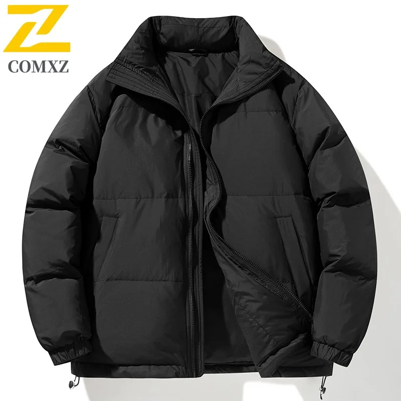 سترة مبطنة بسيطة من COMXZ بياقة واقفة بلون سادة سترة مبطنة للتخييم كورية دافئة وخفيفة الوزن للثلج وحشوة شتوية للرجال