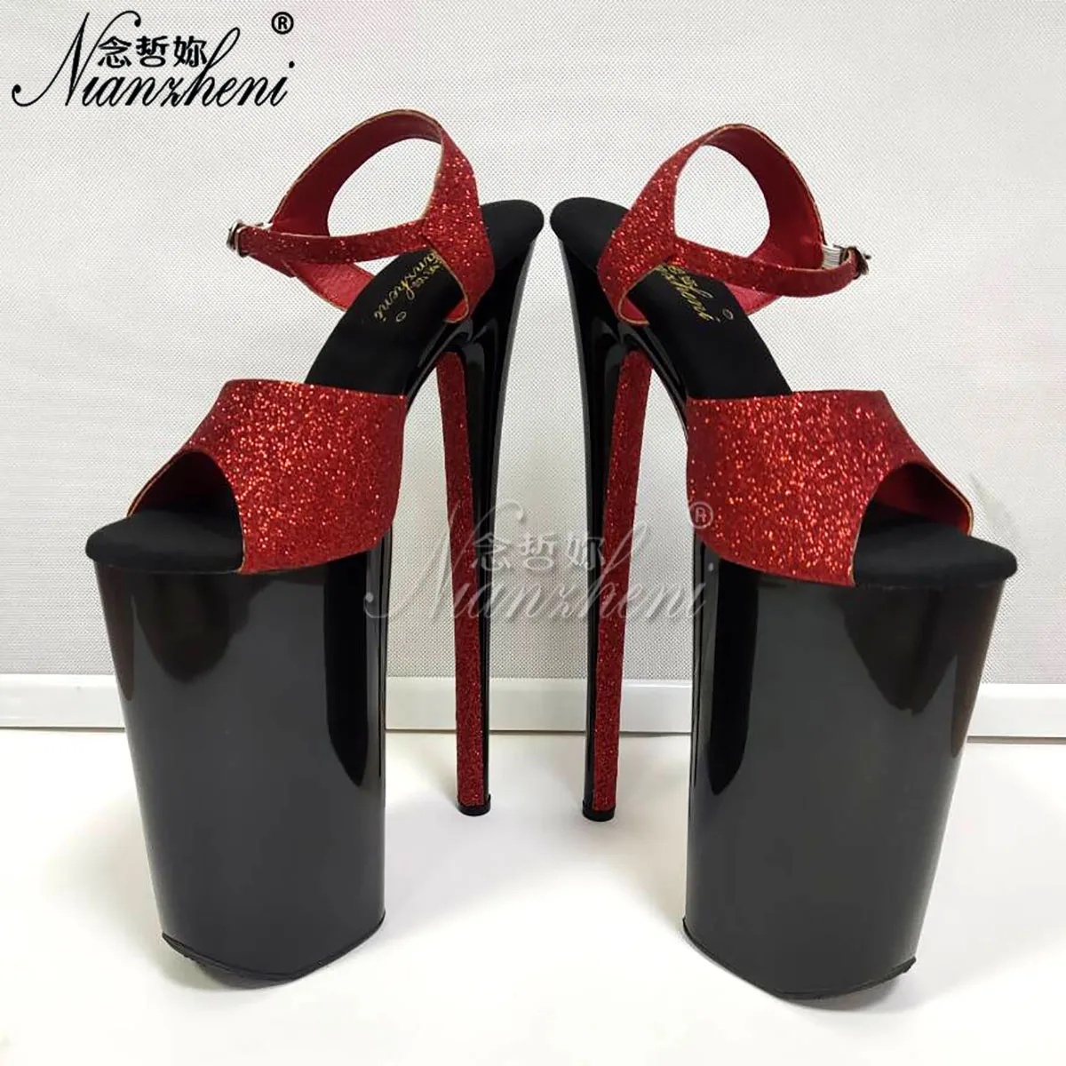 26cm reddish-black Nightclub club pole dancing Cross dressing new style Gothic women sexy high heels platform Fetish Shoes10inch