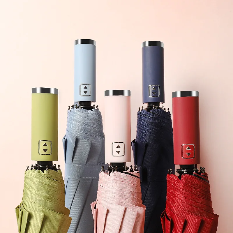 

Fully Automatic Opening And Closing Three Fold 10 Bone Umbrella Windproof, Sun Protection, UV Protection, Business Umbrella