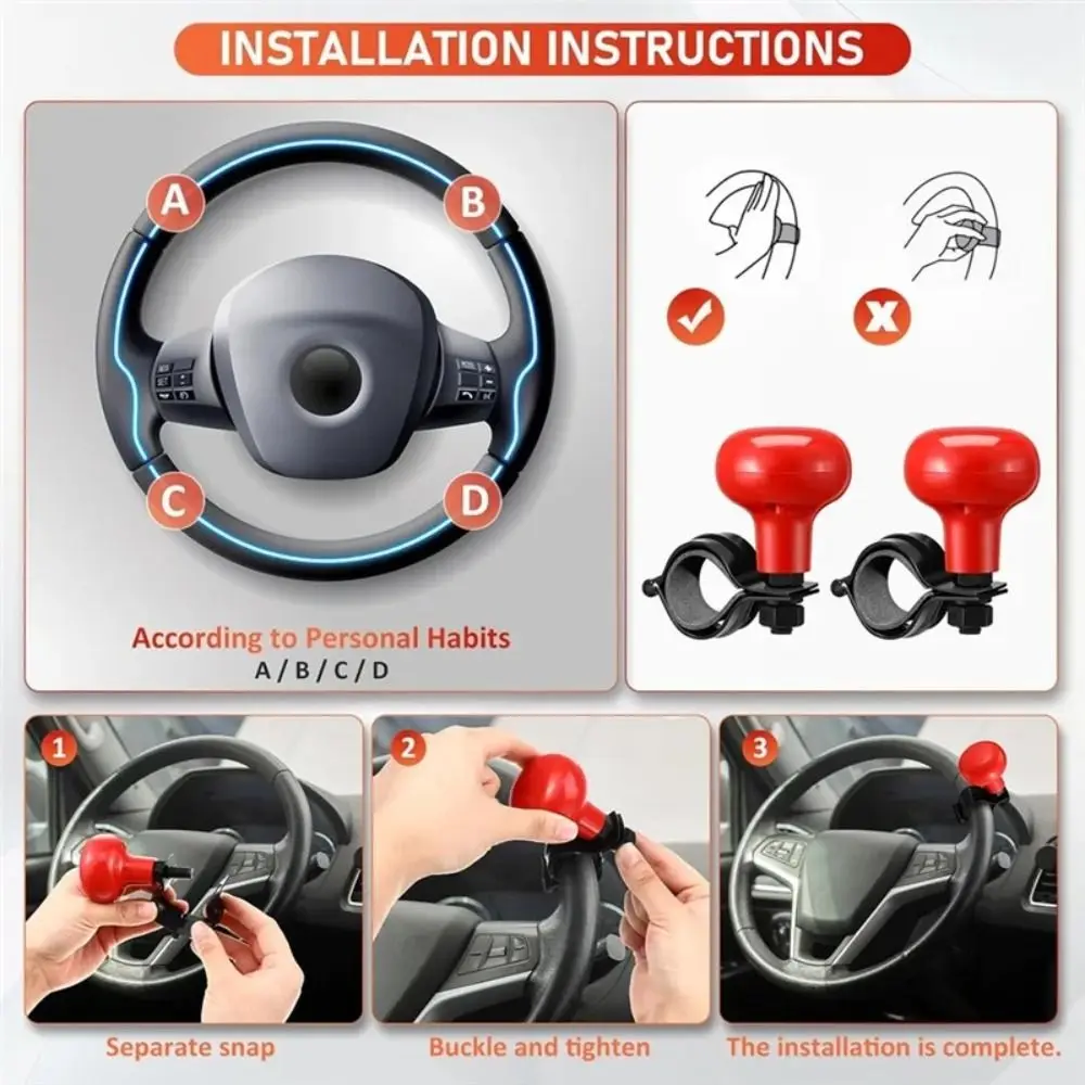 Adjustable Steering Wheel Booster Ball Universal Fit Durable Construction Steering Wheel Spinner Knob Smooth Rotation
