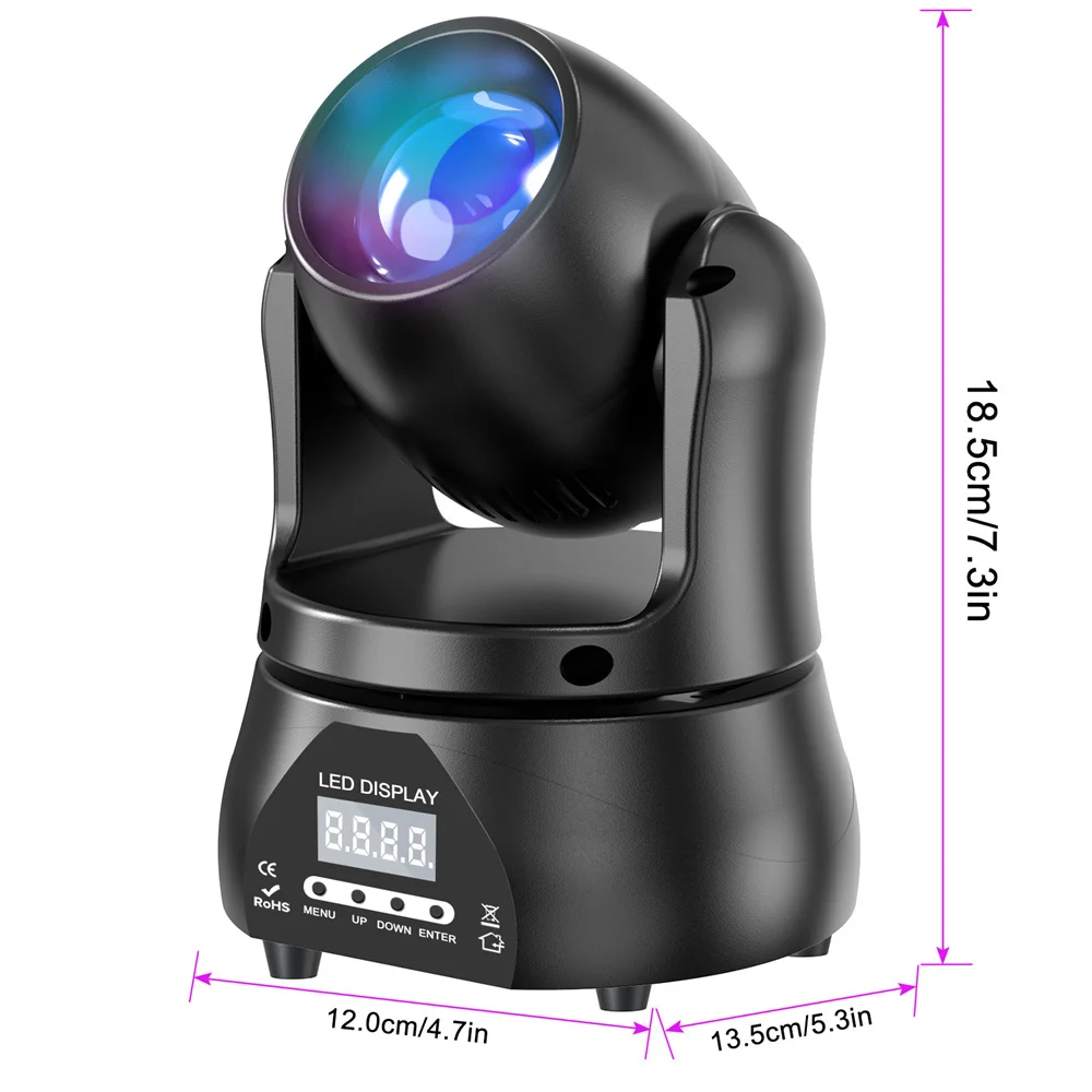 Yiflamefly Mini 40W Standard DMX512 13CH Beam Moving Head Light Stage Light for DJ Concert Party Weddings Nightclub Dance Hall