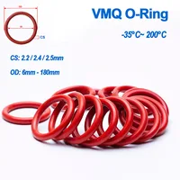 Junta tórica de silicona roja CS 2,4mm 2,5mm VMQ, arandela de sellado de grado alimenticio OD 6-180mm, impermeable, resistente al calor, aislada