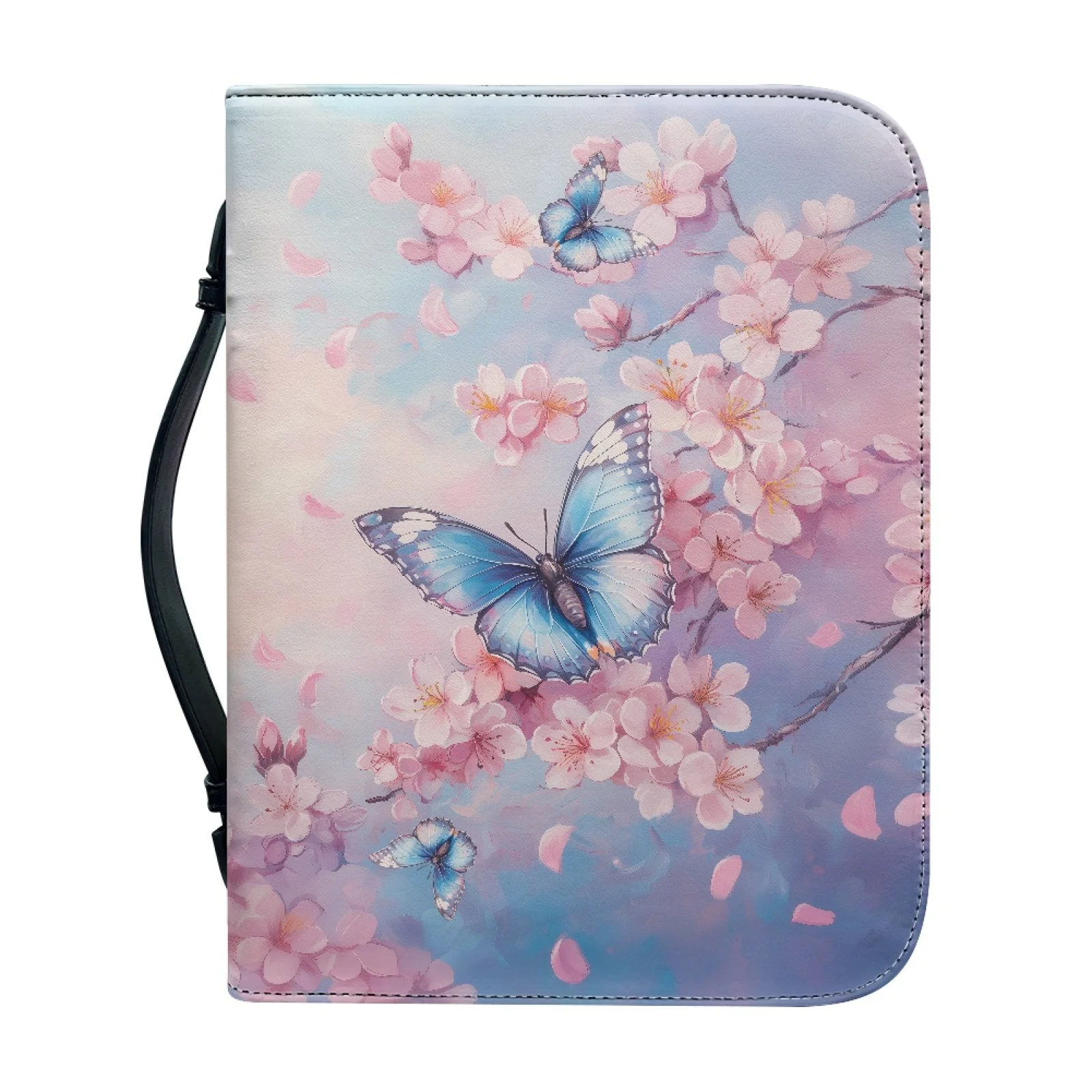 XIXIRIMIDO Pink Cherry Blossom Art 2026 Collection Protective Bible Covers for Men PU Leather Bible Protector