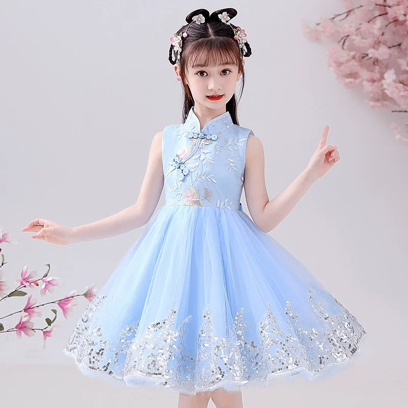

Summer Girls Dresses Costume Cheongsam Kids Hanfu Robe Fille Princess Dress Children's Clothing Party Baby Qipao Outfit Vestidos