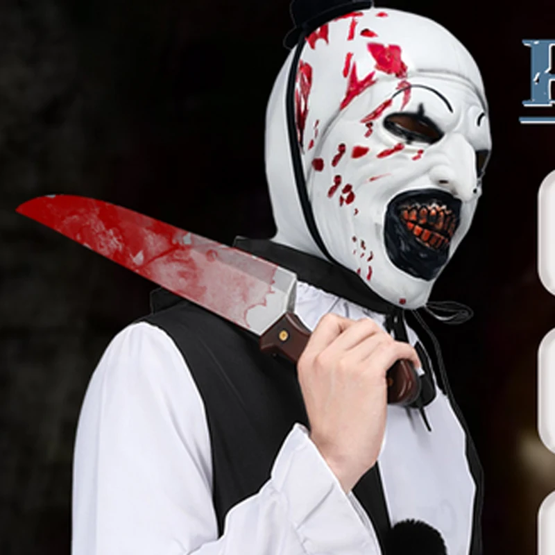 Spooky Devil Killer Mask Creepy Bloody Latex Masks Halloween Masquerade Horror Clown Headset Thriller Scary Cosplay Props