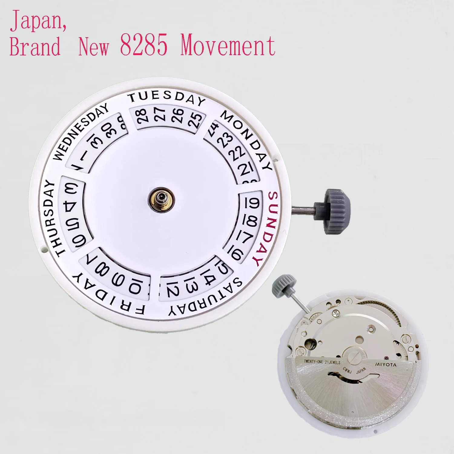 genuine-miyota-8285-automatic-mechanical-movement-mod-day-date-watch-mechanism-with-week-at-12-00-date-at-3-00-o'clock-21-jewels