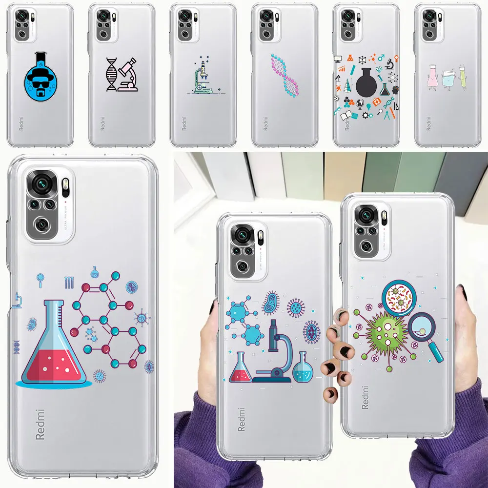 Science Chemistry Biology Laboratory Phone Case For Xiaomi Redmi Note 8 10 11 Pro Plus 9S 9 7 8T 9C 9A 8A K40 Pro+ Clear Cover