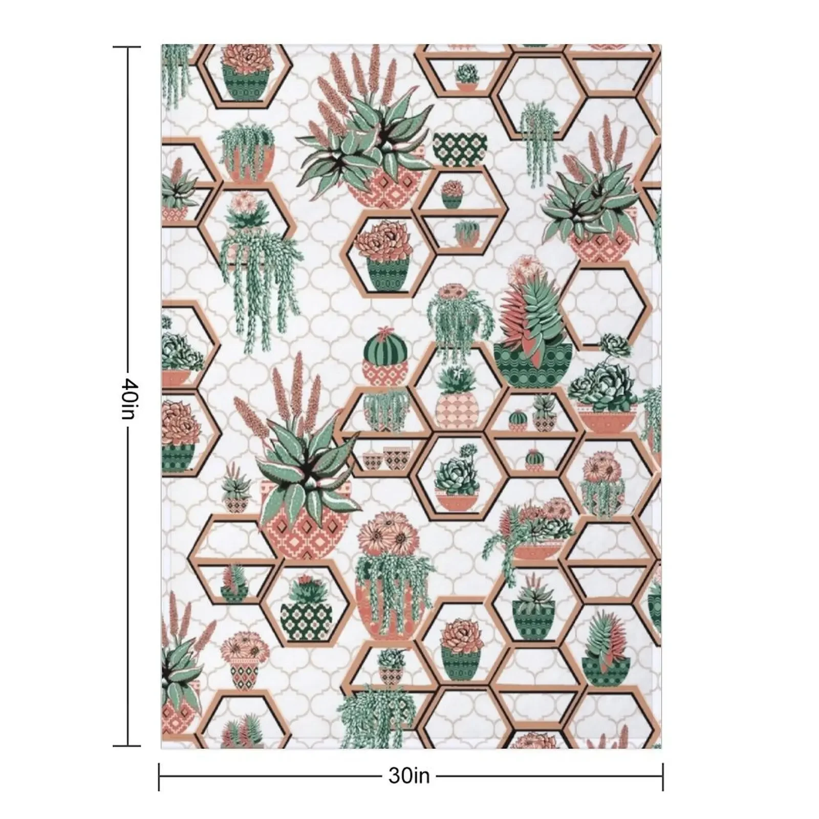 Cacti and Succulent Hexagon Moroccan Garden Throw Blanket Hair Tourist Luxury Brand Stuffeds Blankets