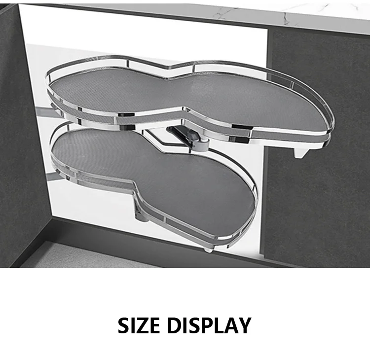 Cesta de condimentos de esquina de doble capa, estante de gabinete giratorio de 360 grados