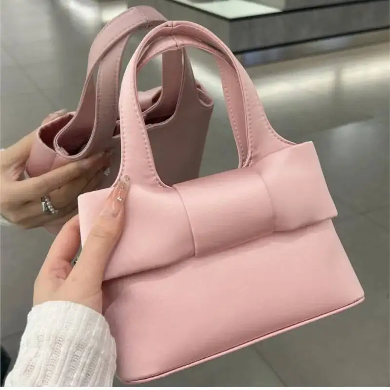 

Bloom Sweet Cute Pink Hand Bag Wallet Women Fairycore Aesthetic Bow Satin Handbag Purse Girls Retro Shoulder Crossbody Bags