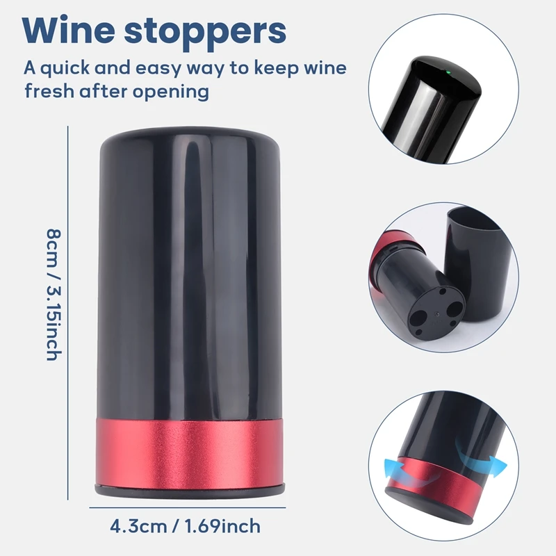 Stopper Vacuum Wine Stopper Vacuum,Electric Wine Bottle Stoppers,Reusable Wine Corks, Wine Preserver, Decorative Wine