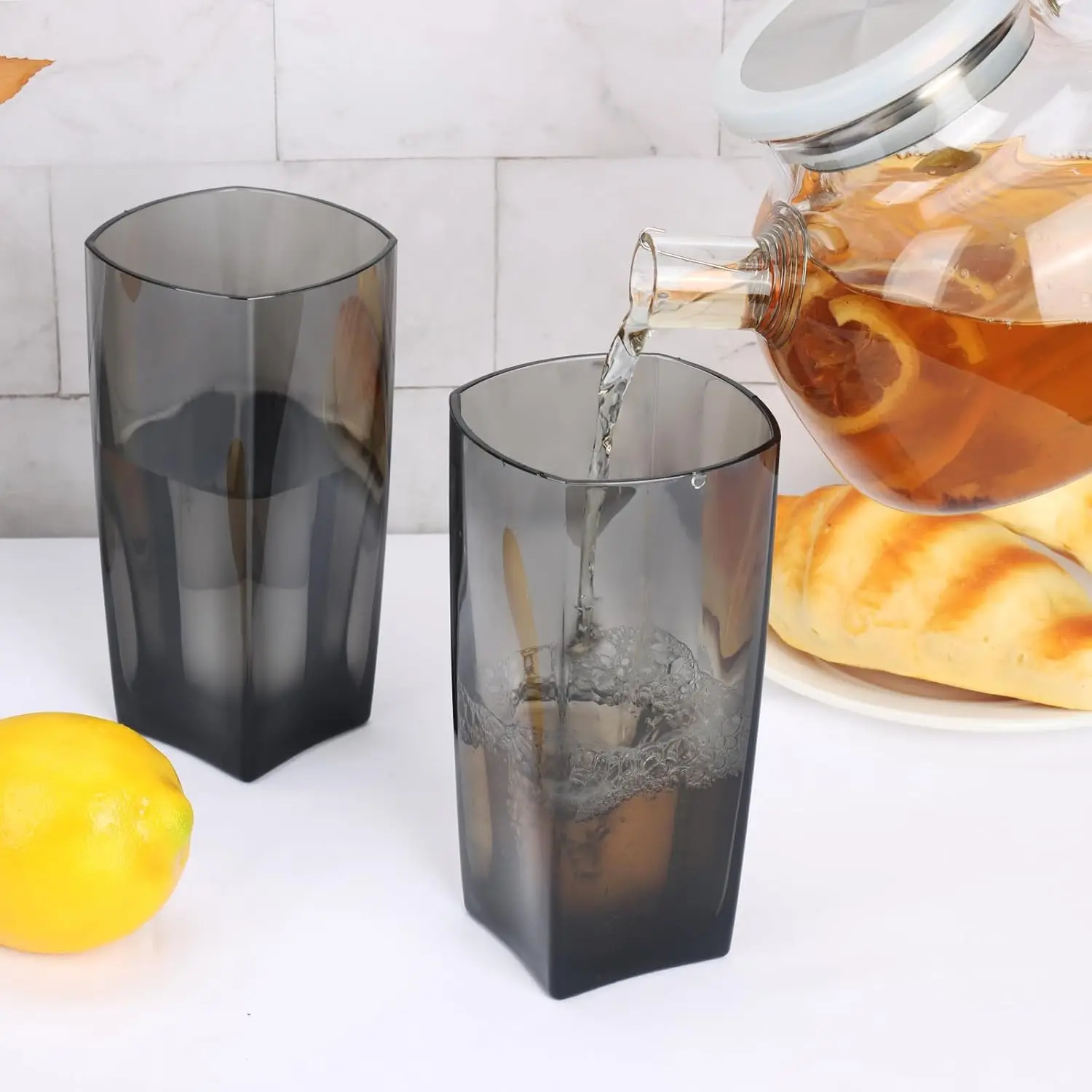 Copos de água plásticos de 20 oz, conjunto de 4 copos transparentes inquebráveis copos de vinho de suco reutilizáveis acrílicos transparentes para casa p