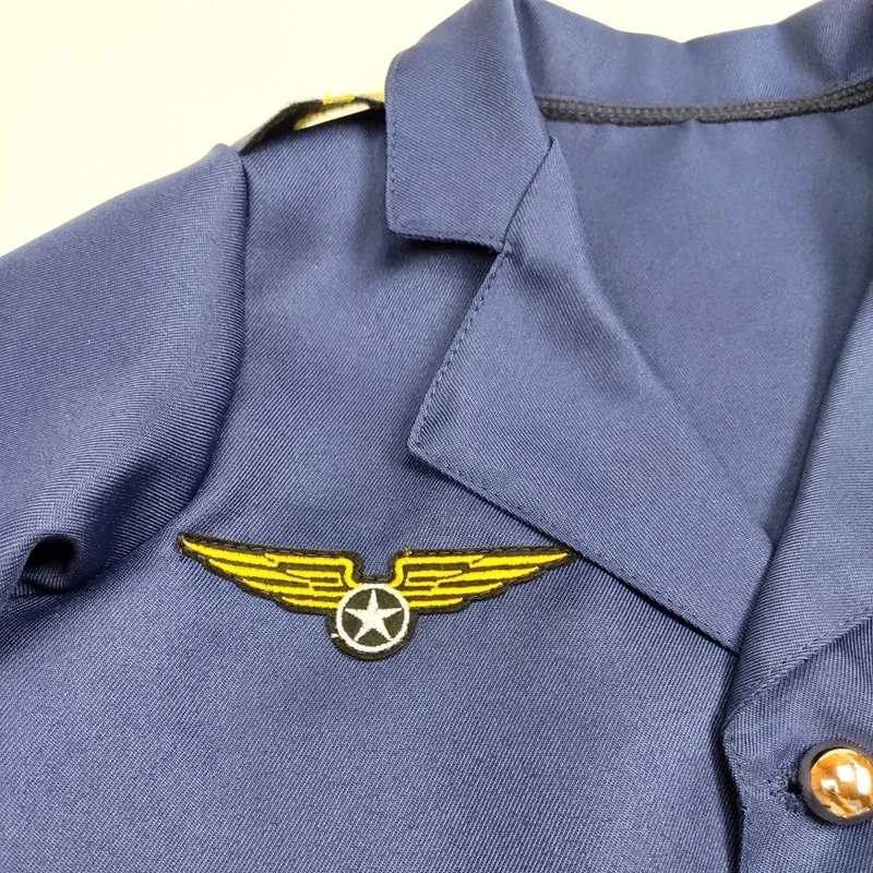 Uniforme de capitán de avión para niños, disfraz de Halloween para niños de 3 a 9 años, Cosplay de fiesta de los pilotos