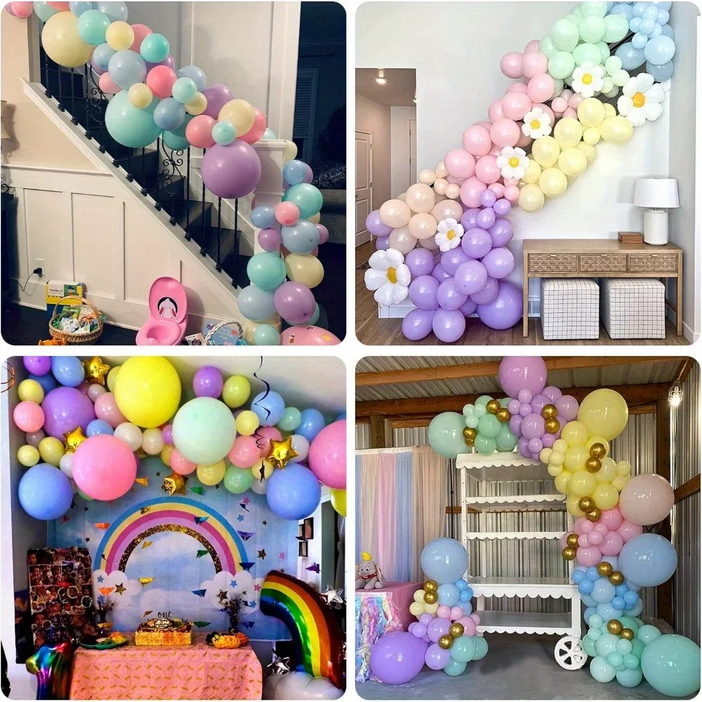 141PCS Rainbow Unicorn Balloon Wreath Set with Colorful Candy Macaron Balloons for Wedding, Birthday, and Party Decoration