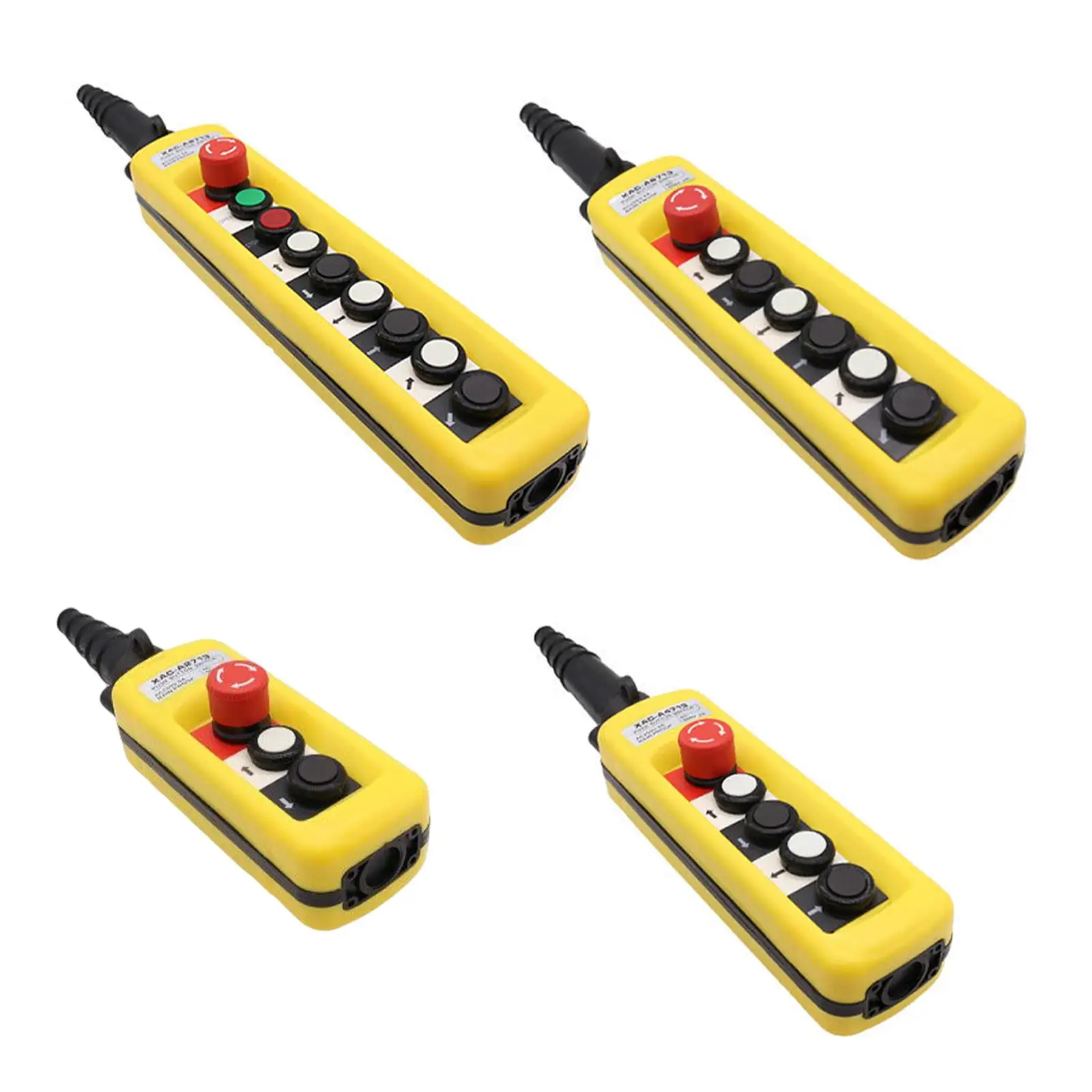 Crane Hoist Pendant Control Station 4 Buttons Push Button Switch Rainproof Momentary Industrial Lifting Controller Emergency