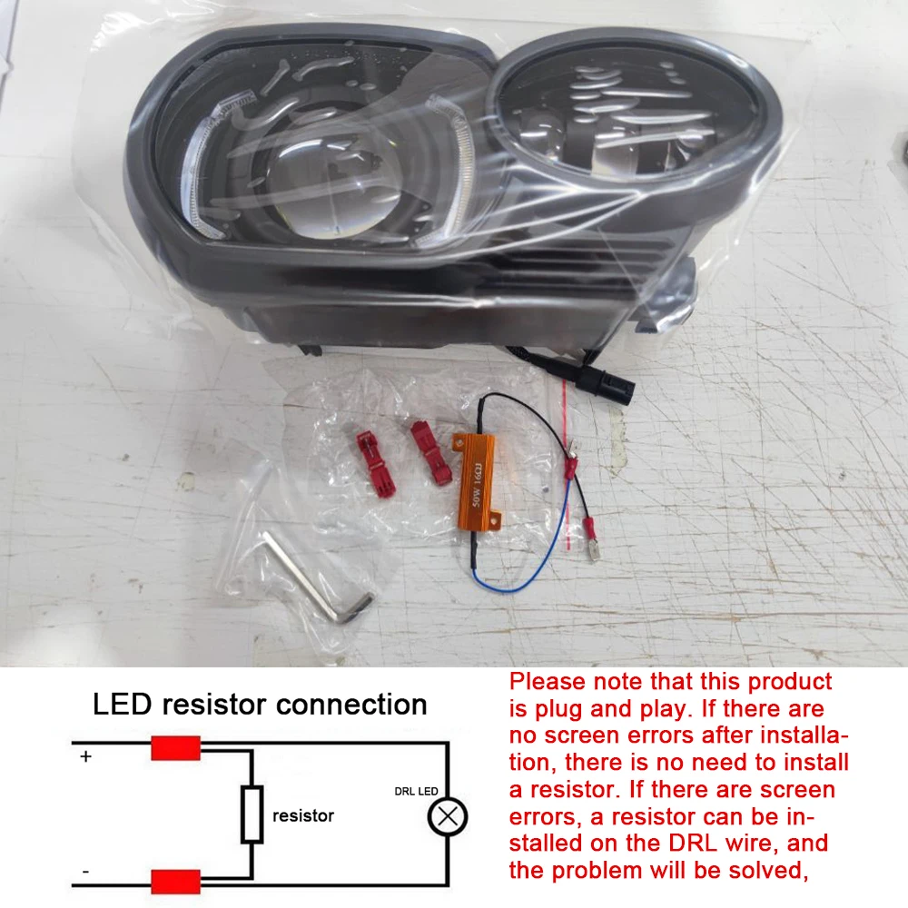 LED Projector Headlight for BMW K1200R 2005~2009 K1300R 2010~2013 Replacement Headlamp DRL Hi/Low Beam Light E-Mark Approved