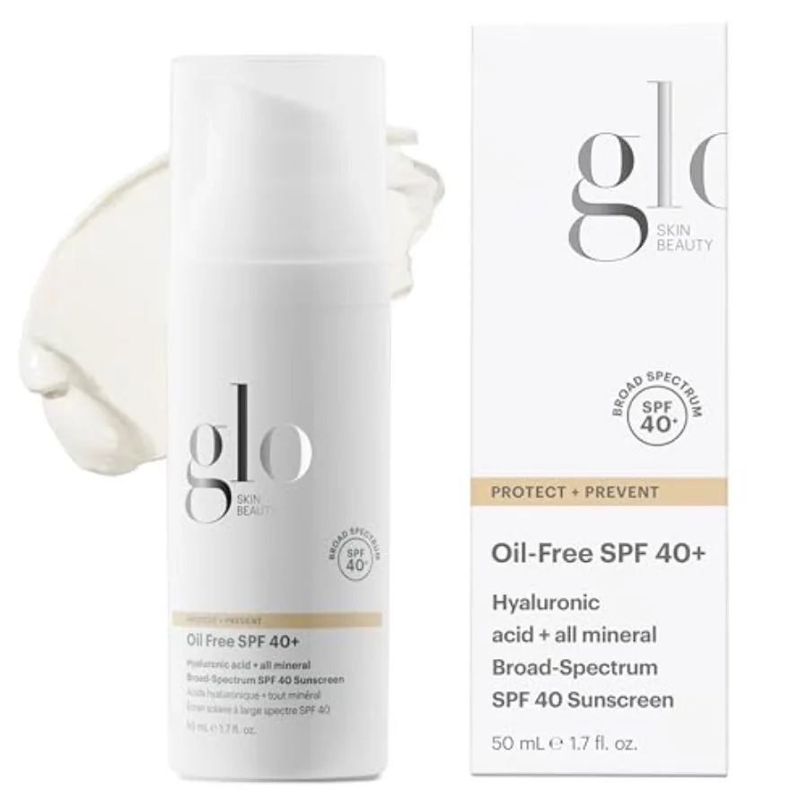 Mineral sunscreen for face with zinc oxide, oil-free SPF 40+, hydrating face moisturizer with hyaluronic acid, lightweight broa