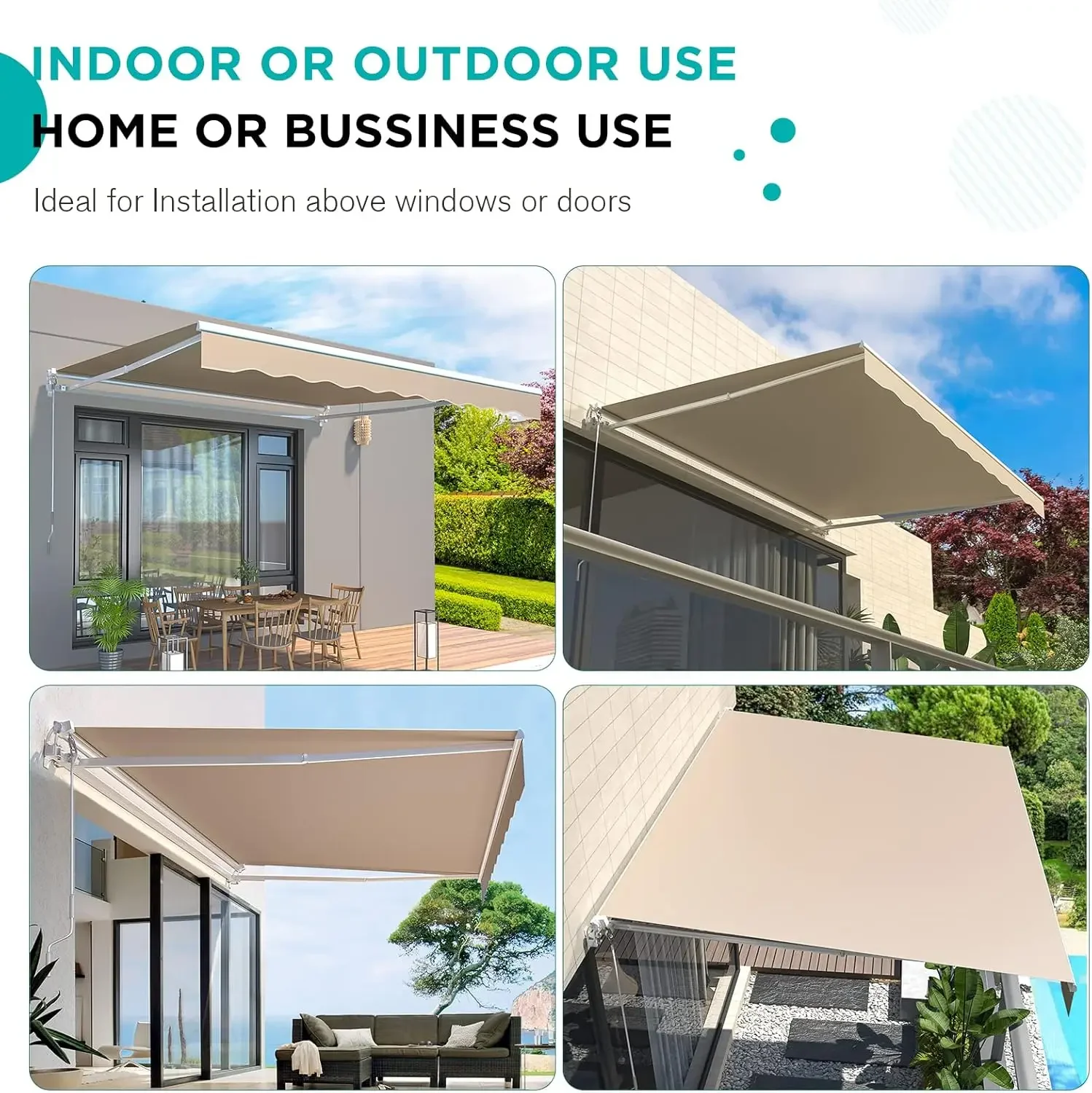 

[Discounted Price!]10'×8'Manual Retractable Awning Sun Shade Patio Awning Cover OutdoorPatio Canopy Sunsetter Deck Awnings with